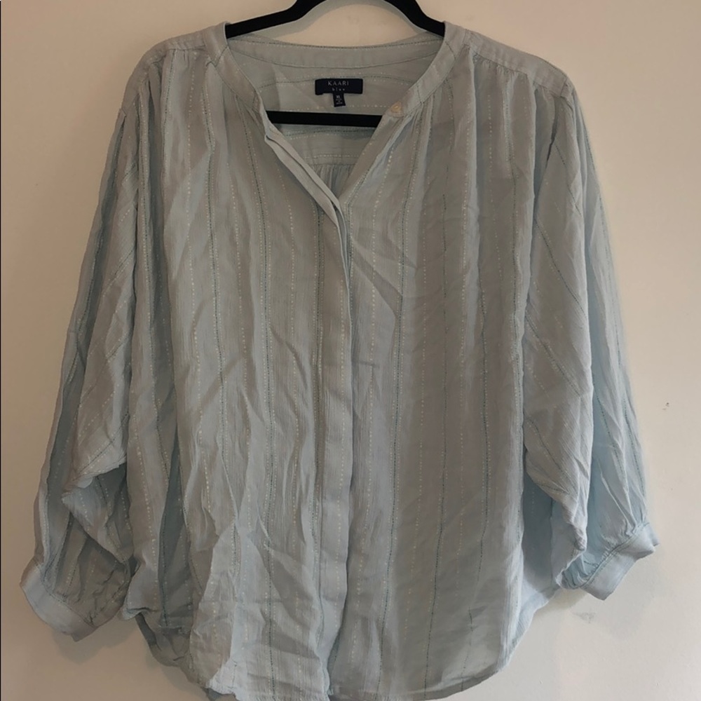 Kaari Blue Blouse with 3/4 Sleeves